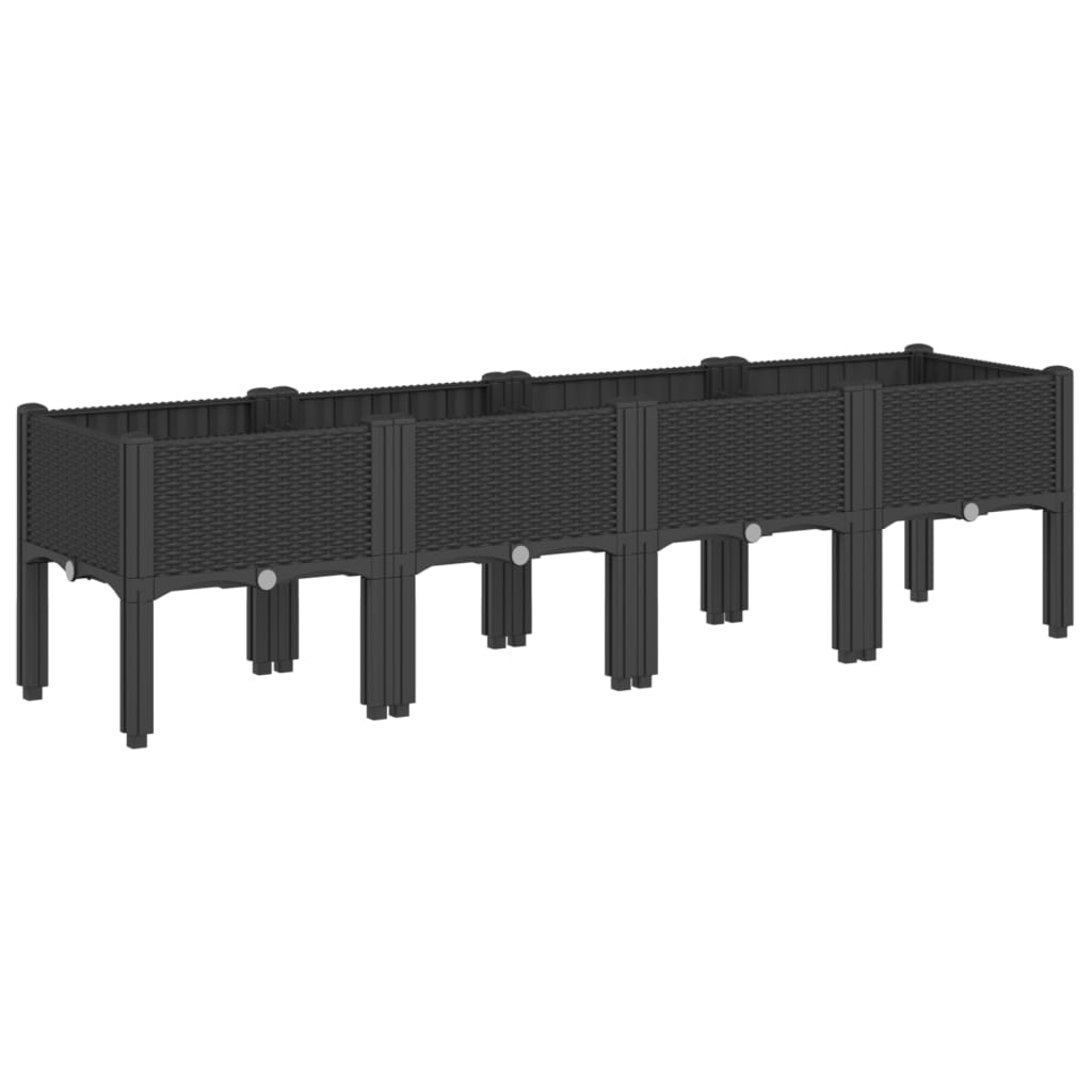 vidaXL Jardinieră de grădină cu picioare, negru, 160x40x42 cm, PP