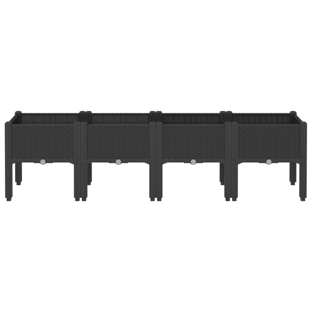 vidaXL Jardinieră de grădină cu picioare, negru, 160x40x42 cm, PP