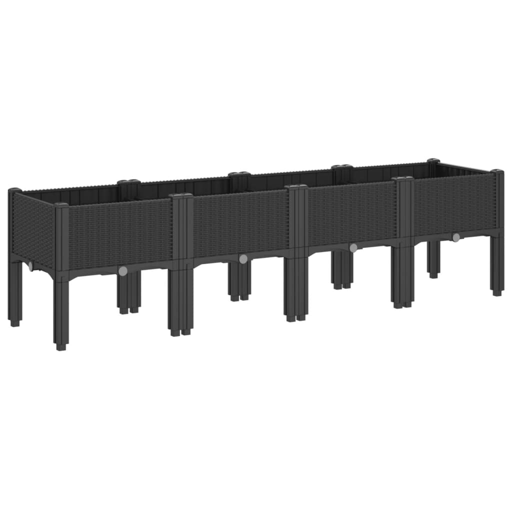 vidaXL Jardinieră de grădină cu picioare, negru, 160x40x42 cm, PP