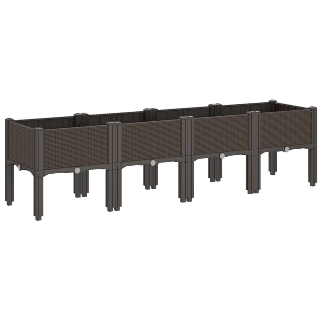 vidaXL Jardinieră de grădină cu picioare, maro, 160x40x42 cm, PP