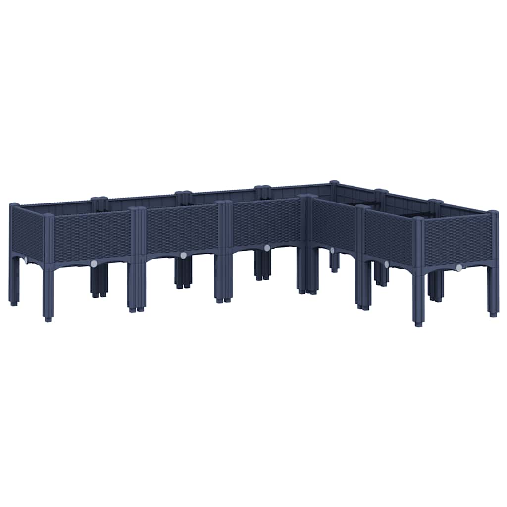 vidaXL Jardinieră de grădină cu picioare, albastru gri, 160x120x42 cm, PP