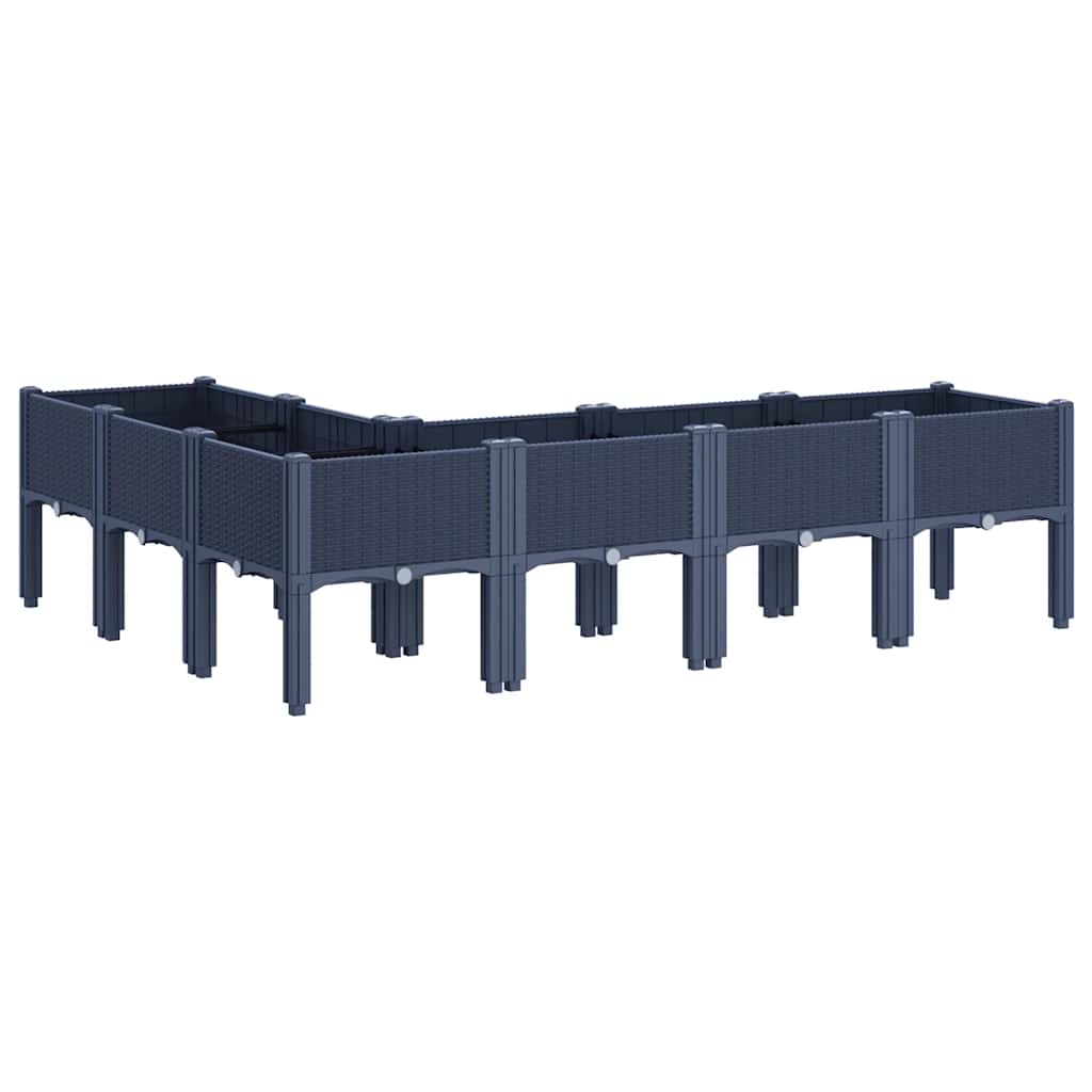vidaXL Jardinieră de grădină cu picioare, albastru gri, 160x120x42 cm, PP