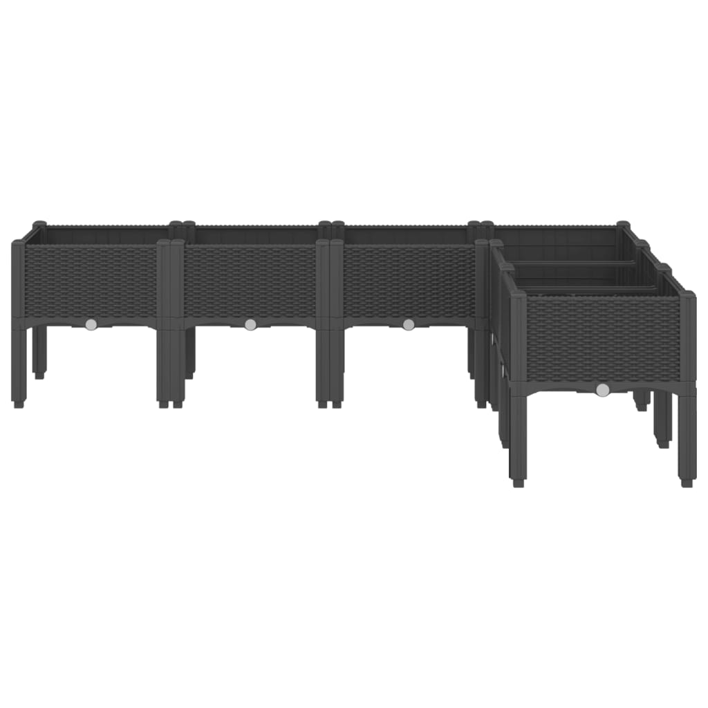 vidaXL Jardinieră de grădină cu picioare, negru, 160x120x42 cm, PP