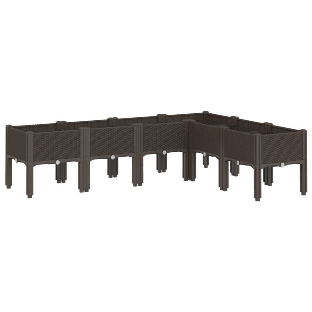 vidaXL Jardinieră de grădină cu picioare, maro, 160x120x42 cm, PP