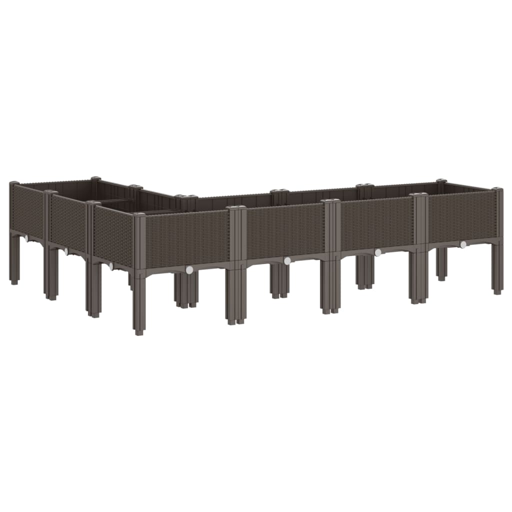 vidaXL Jardinieră de grădină cu picioare, maro, 160x120x42 cm, PP