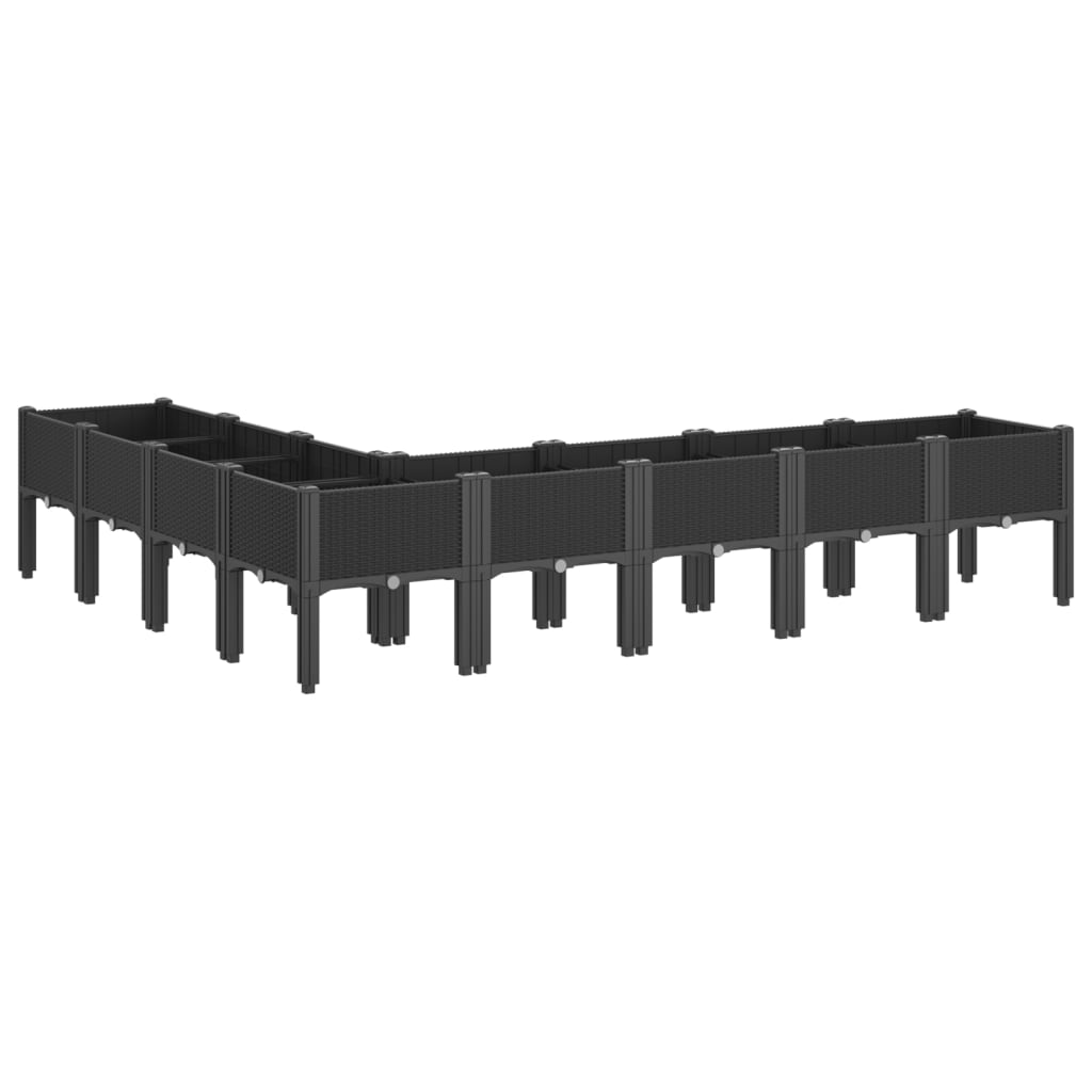 vidaXL Jardinieră de grădină cu picioare, negru, 200x160x42 cm, PP vidaXL Jardinieră de grădină cu picioare, negru, 200x160x42 cm, PP