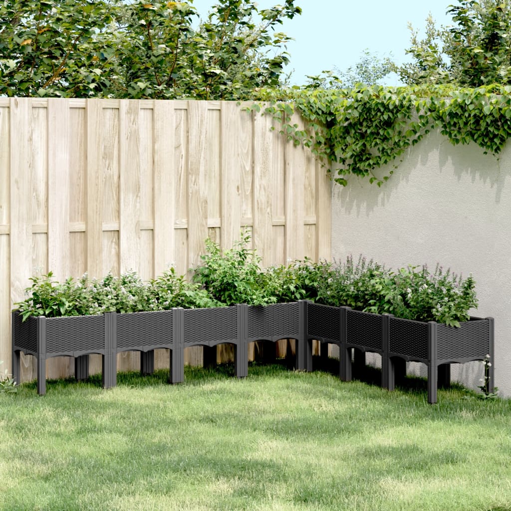 vidaXL Jardinieră de grădină cu picioare, negru, 200x160x42 cm, PP vidaXL Jardinieră de grădină cu picioare, negru, 200x160x42 cm, PP