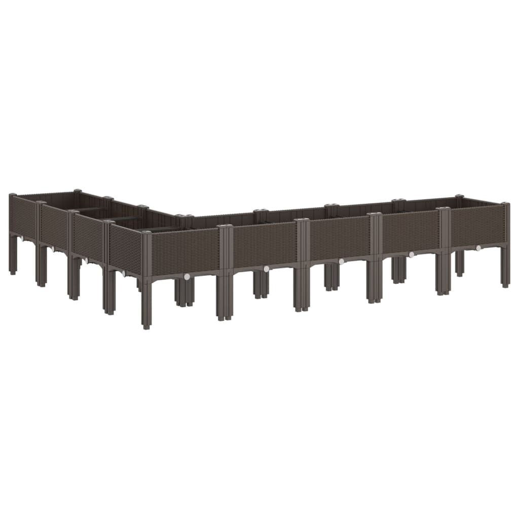 vidaXL Jardinieră de grădină cu picioare, maro, 200x160x42 cm, PP