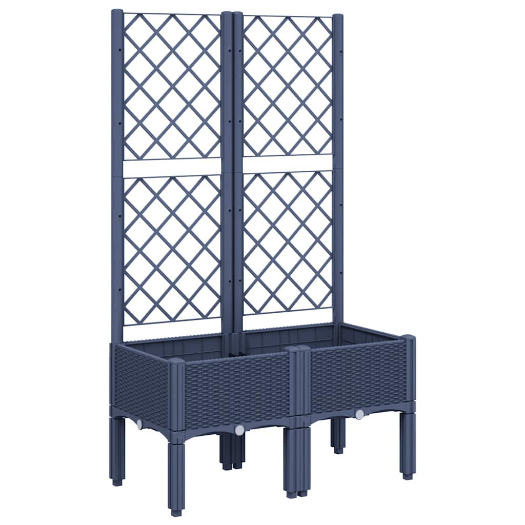 vidaXL Jardinieră de grădină cu spalier, albastru gri, 80x40x142 cm, PP