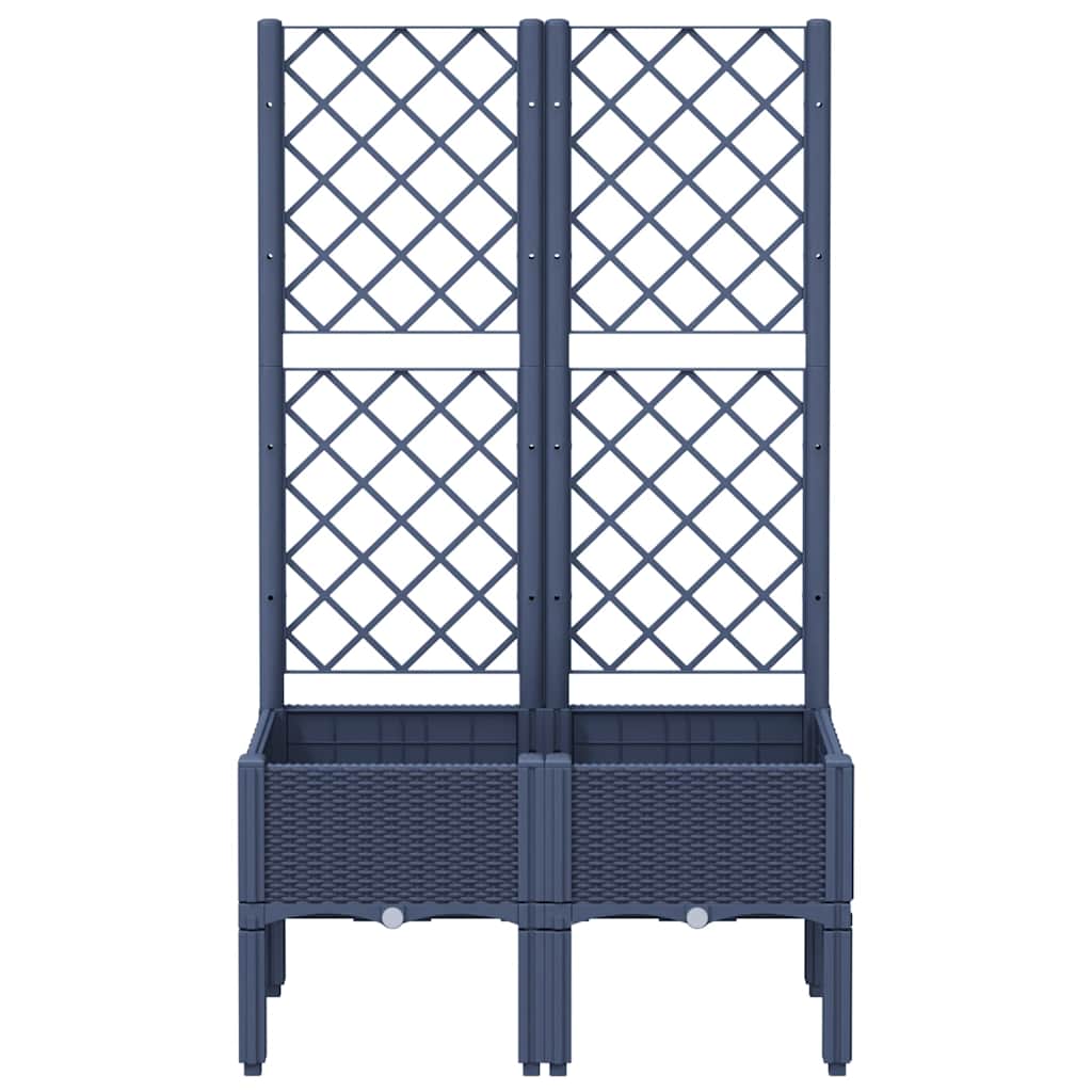 vidaXL Jardinieră de grădină cu spalier, albastru gri, 80x40x142 cm, PP