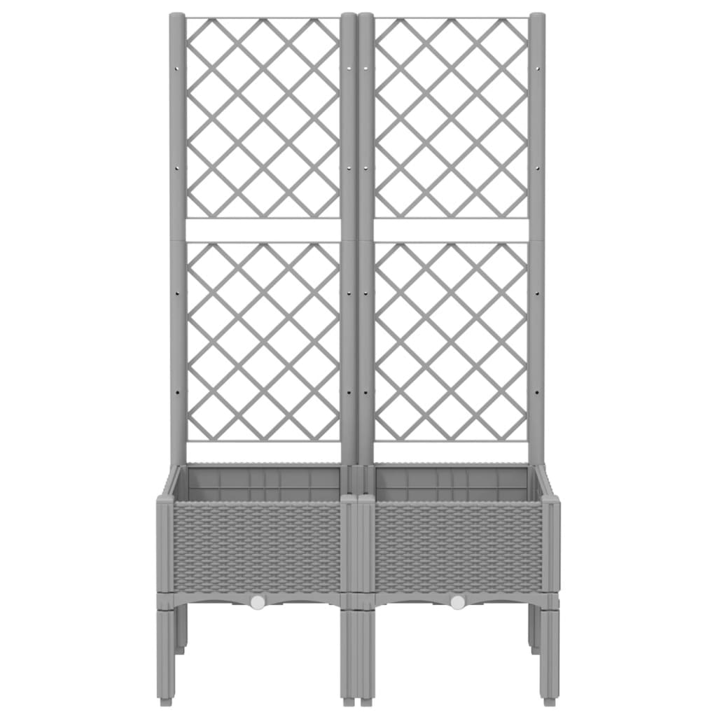 vidaXL Jardinieră de grădină cu spalier, gri deschis, 80x40x142 cm, PP