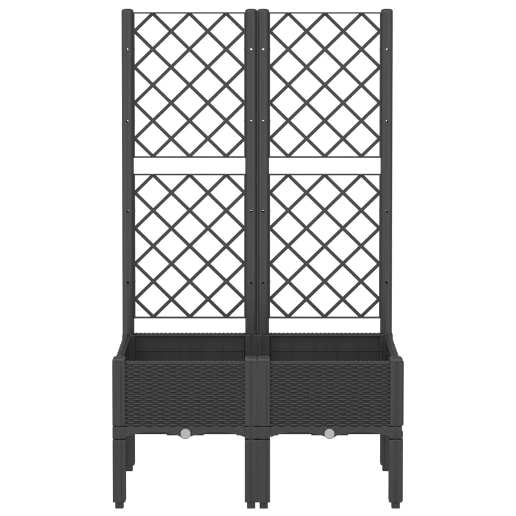 vidaXL Jardinieră de grădină cu spalier, negru, 80x40x142 cm, PP