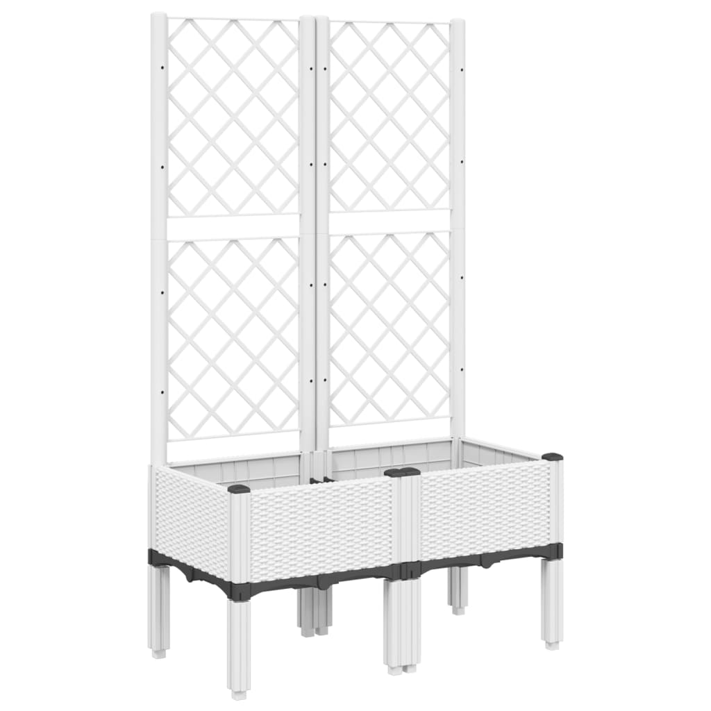 vidaXL Jardinieră de grădină cu spalier, alb, 80x40x142 cm, PP