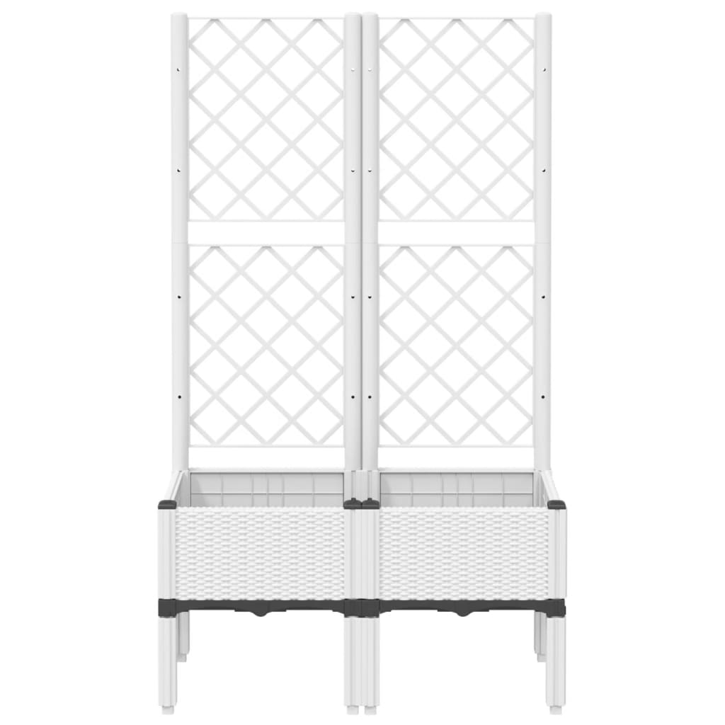 vidaXL Jardinieră de grădină cu spalier, alb, 80x40x142 cm, PP