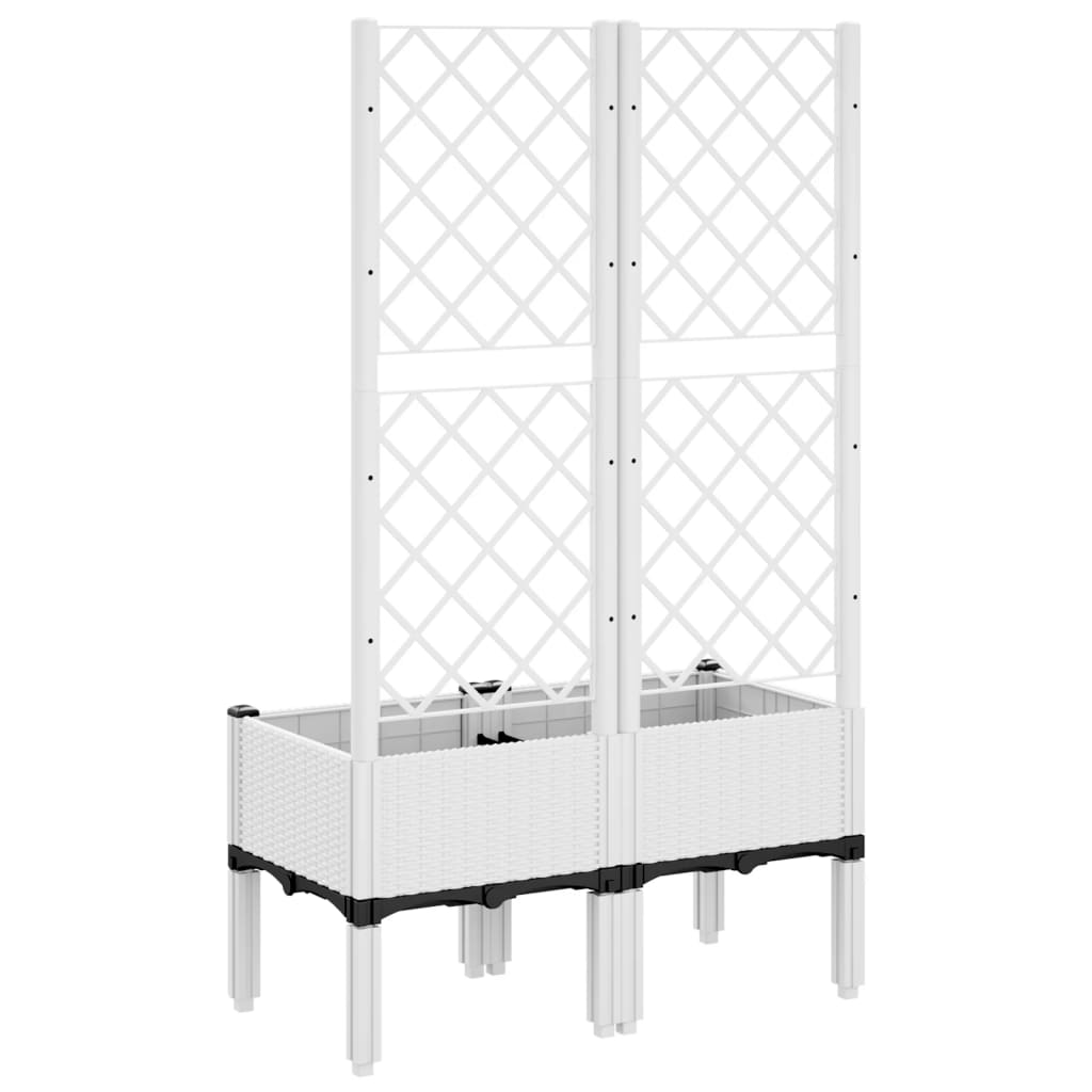 vidaXL Jardinieră de grădină cu spalier, alb, 80x40x142 cm, PP