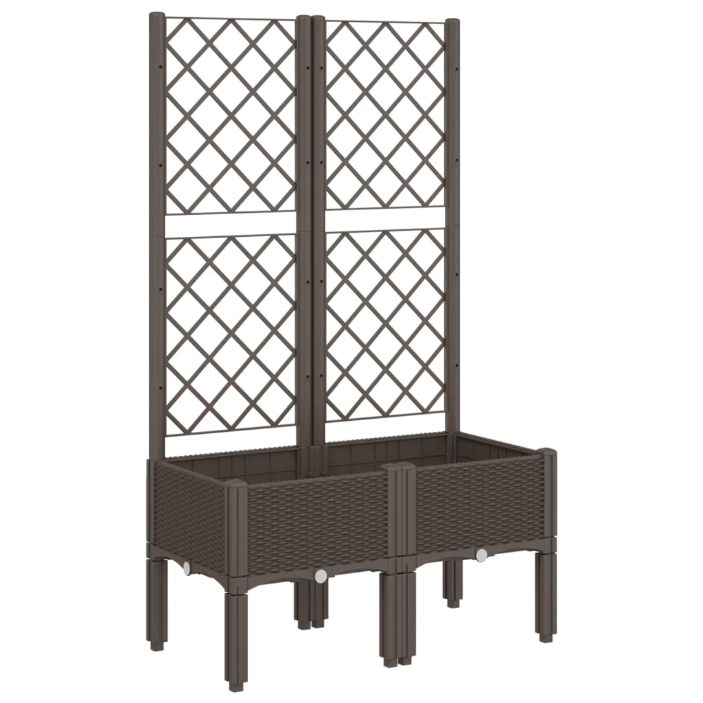 vidaXL Jardinieră de grădină cu spalier, maro, 80x40x142 cm, PP