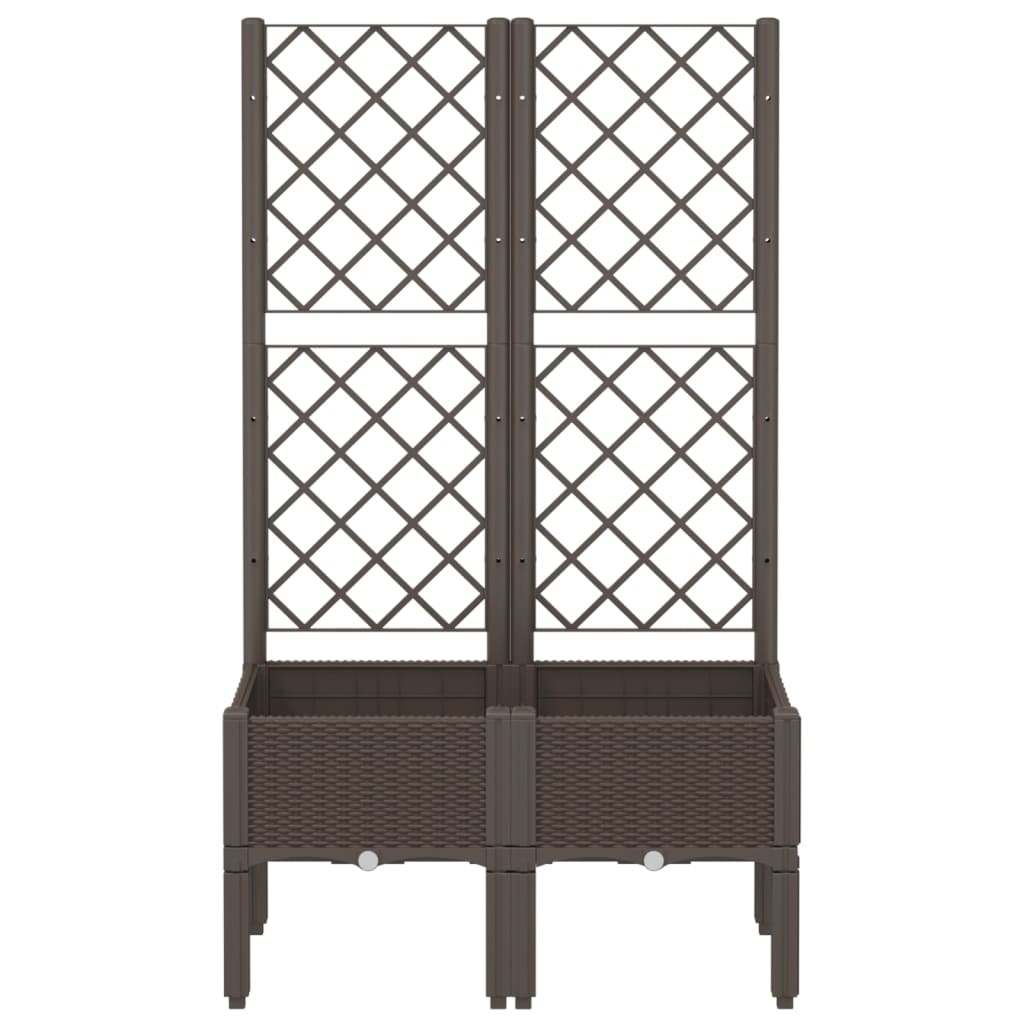 vidaXL Jardinieră de grădină cu spalier, maro, 80x40x142 cm, PP