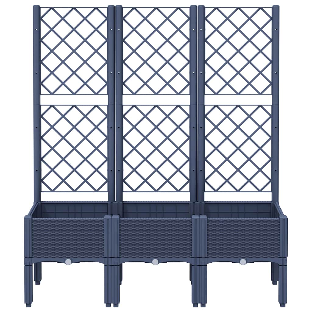 vidaXL Jardinieră de grădină cu spalier, albastru gri, 120x40x142 cm, PP
