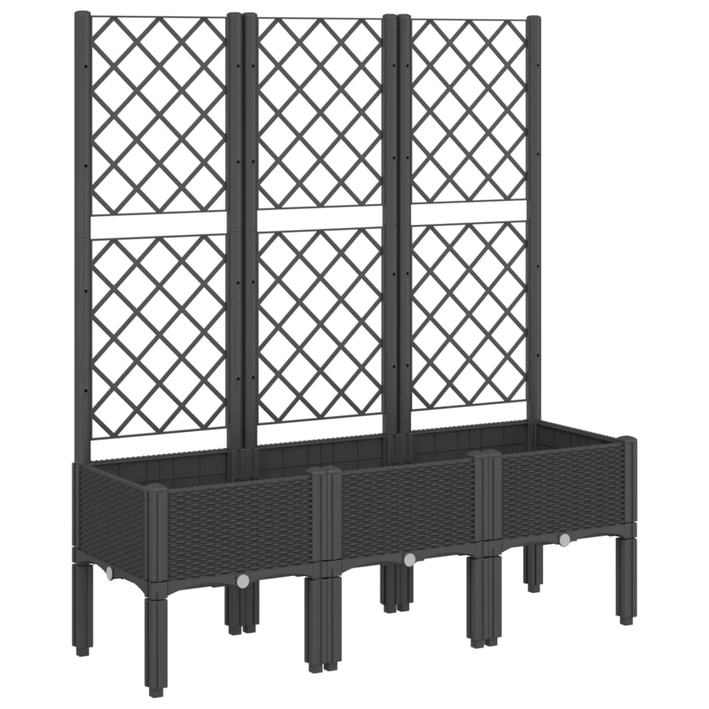 vidaXL Jardinieră de grădină cu spalier, negru, 120x40x142 cm, PP