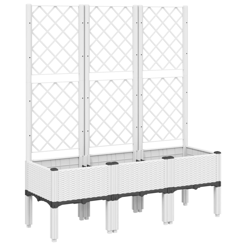 vidaXL Jardinieră de grădină cu spalier, alb, 120x40x142 cm PP vidaXL Jardinieră de grădină cu spalier, alb, 120x40x142 cm PP