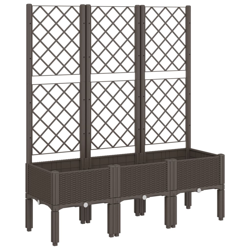 vidaXL Jardinieră de grădină cu spalier, maro, 120x40x142 cm, PP