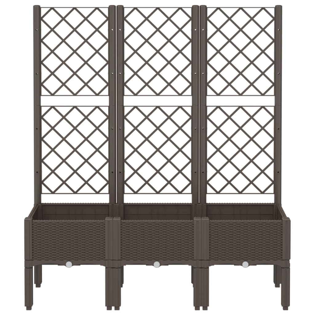 vidaXL Jardinieră de grădină cu spalier, maro, 120x40x142 cm, PP