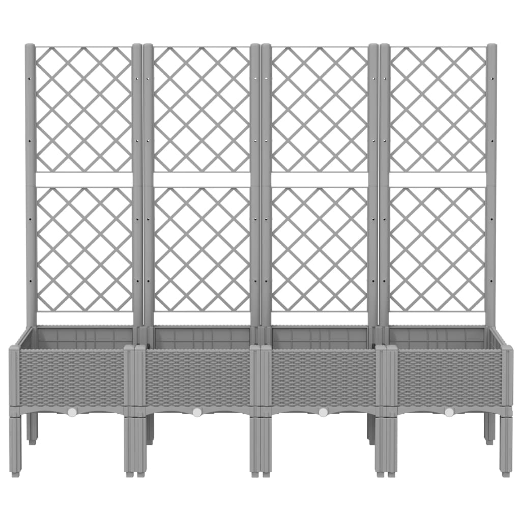 vidaXL Jardinieră de grădină cu spalier gri deschis 160x40x142 cm PP