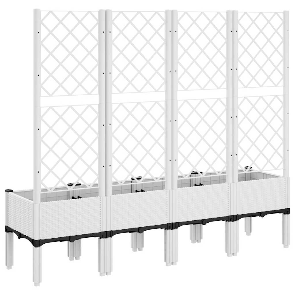 vidaXL Jardinieră de grădină cu spalier, alb, 160x40x142 cm, PP vidaXL Jardinieră de grădină cu spalier, alb, 160x40x142 cm, PP