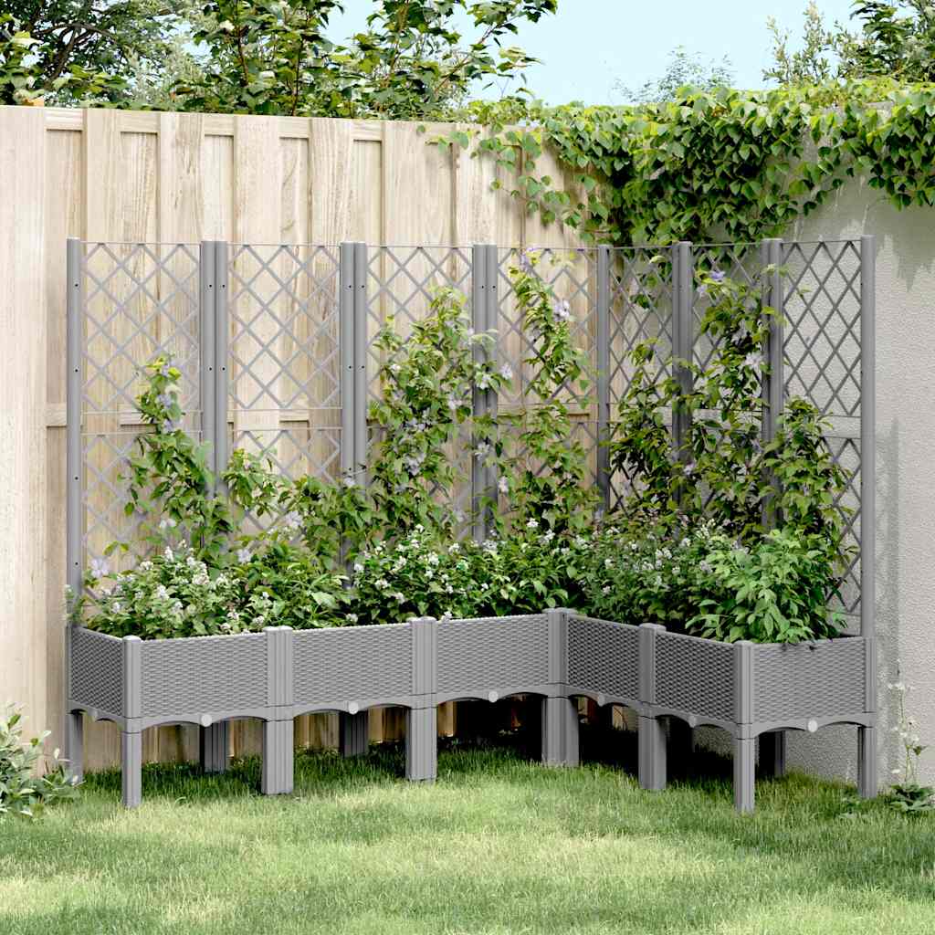 vidaXL Jardinieră de grădină cu spalier gri deschis 160x120x142 cm PP vidaXL Jardinieră de grădină cu spalier gri deschis 160x120x142 cm PP