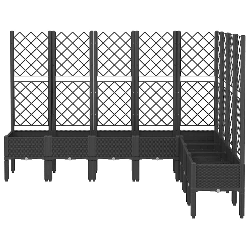 vidaXL Jardinieră de grădină cu spalier, negru, 200x160x142 cm, PP