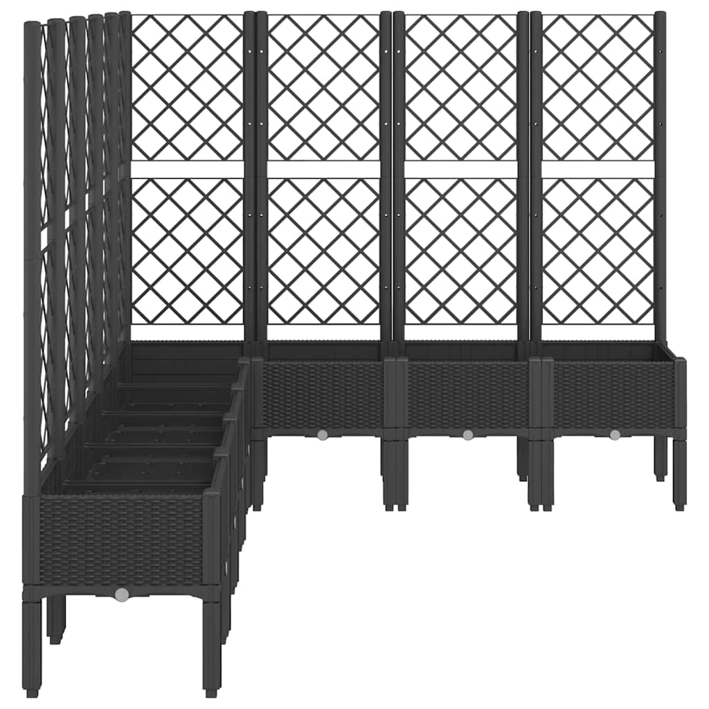 vidaXL Jardinieră de grădină cu spalier, negru, 200x160x142 cm, PP
