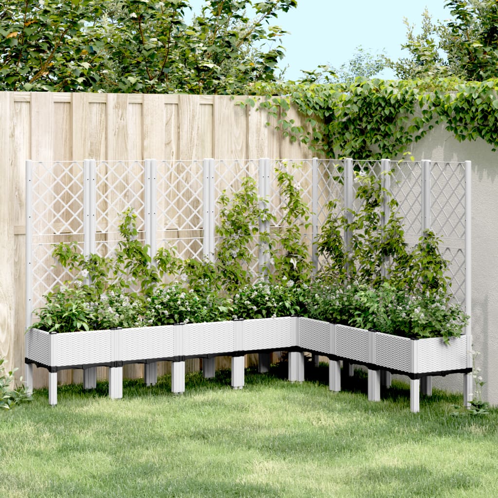 vidaXL Jardinieră de grădină cu spalier, alb, 200x160x142 cm PP vidaXL Jardinieră de grădină cu spalier, alb, 200x160x142 cm PP