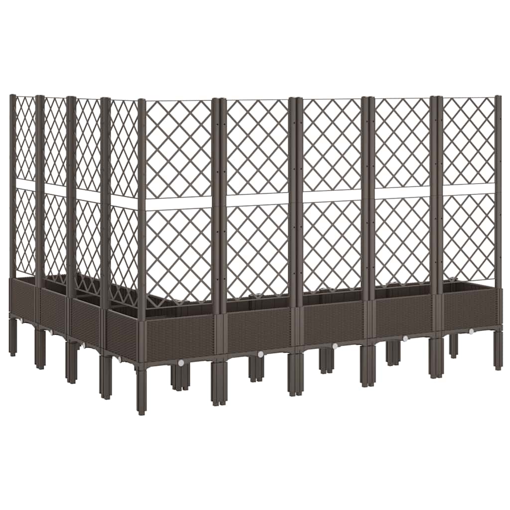 vidaXL Jardinieră de grădină cu spalier, maro, 200x160x142 cm, PP