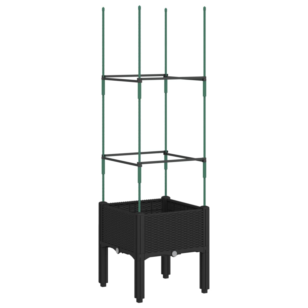 vidaXL Jardinieră de grădină cu spalier, negru, 40x40x142,5 cm, PP vidaXL Jardinieră de grădină cu spalier, negru, 40x40x142,5 cm, PP