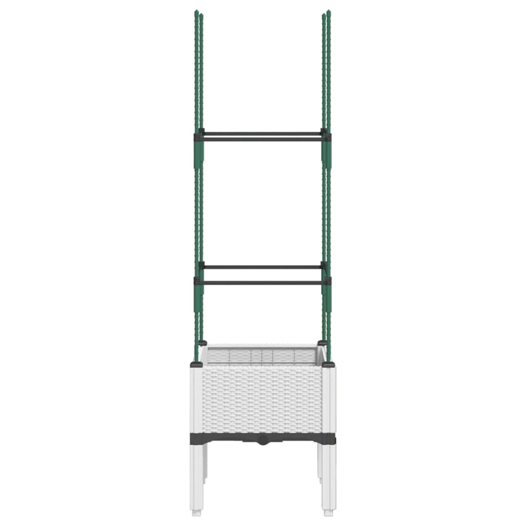 vidaXL Jardinieră de grădină cu spalier, alb, 40x40x142,5 cm, PP