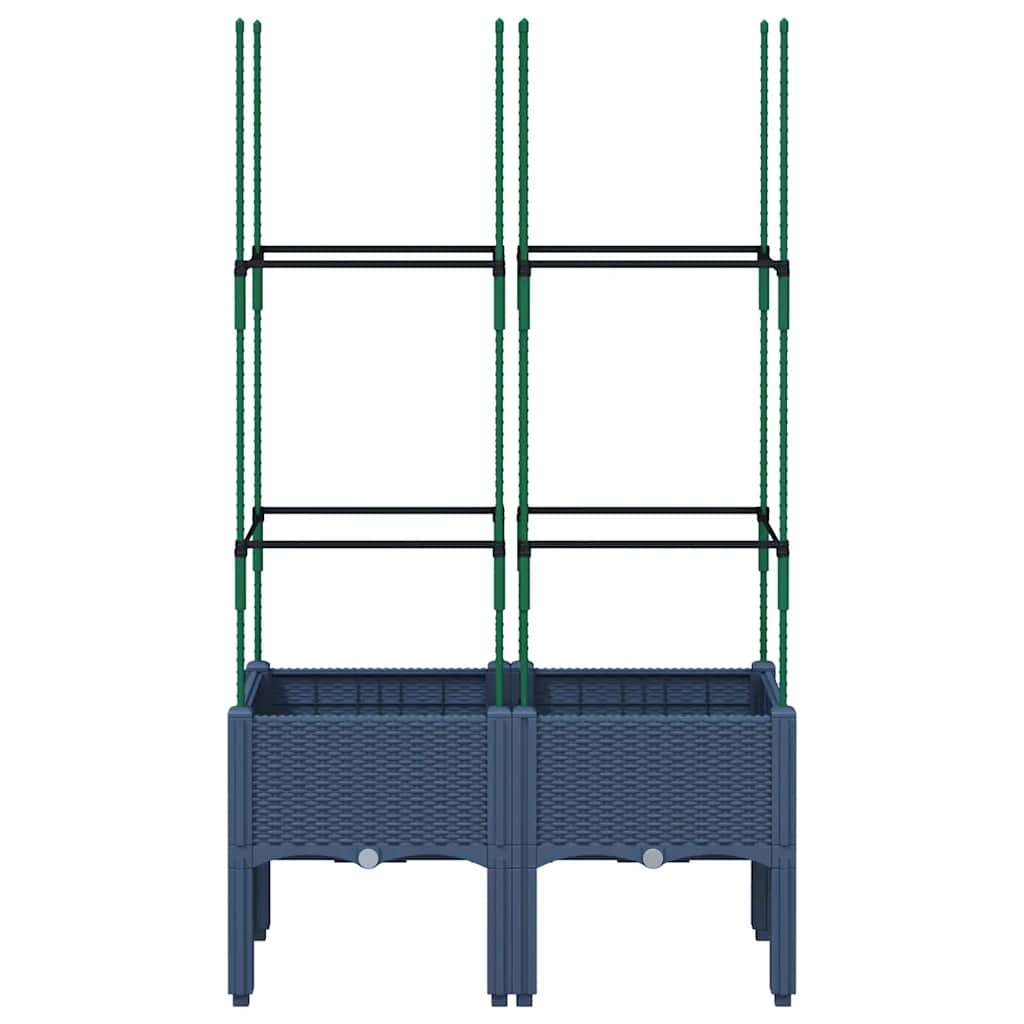 vidaXL Jardinieră de grădină cu spalier, albastru gri, 80x40x142,5 cm, PP