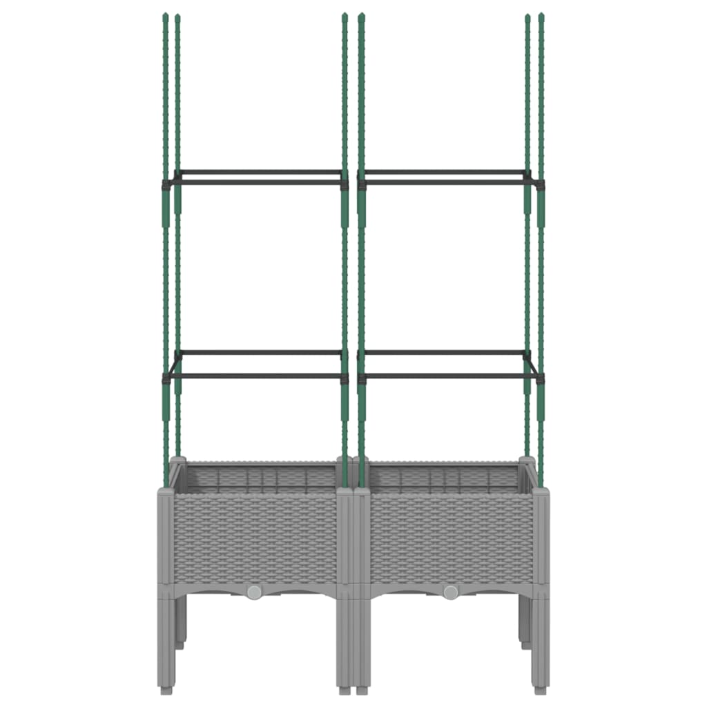 vidaXL Jardinieră de grădină cu spalier, gri deschis 80x40x142,5 cm PP