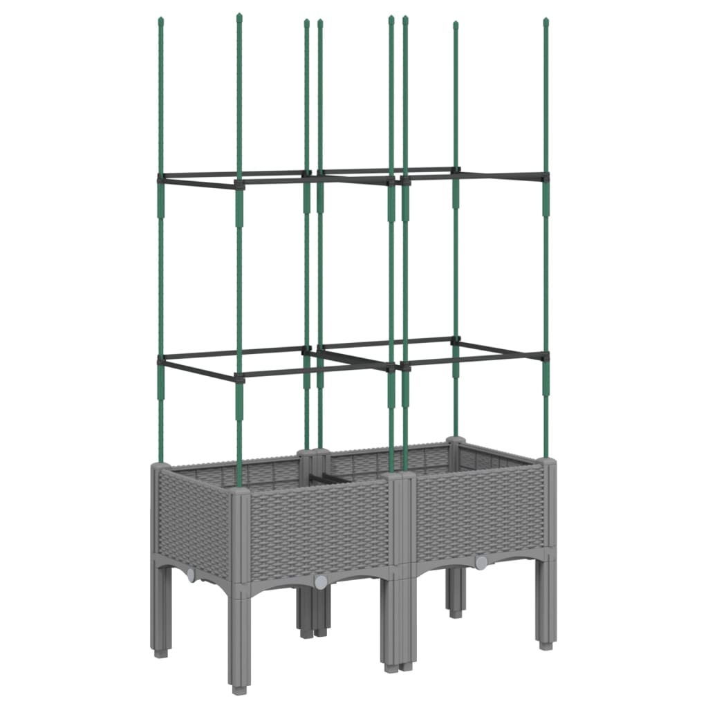 vidaXL Jardinieră de grădină cu spalier, gri deschis 80x40x142,5 cm PP