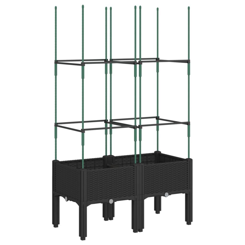 vidaXL Jardinieră de grădină cu spalier, negru, 80x40x142,5 cm, PP
