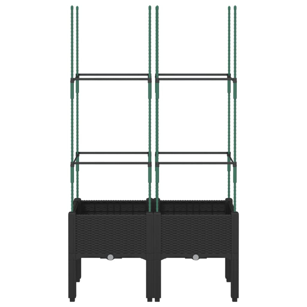 vidaXL Jardinieră de grădină cu spalier, negru, 80x40x142,5 cm, PP