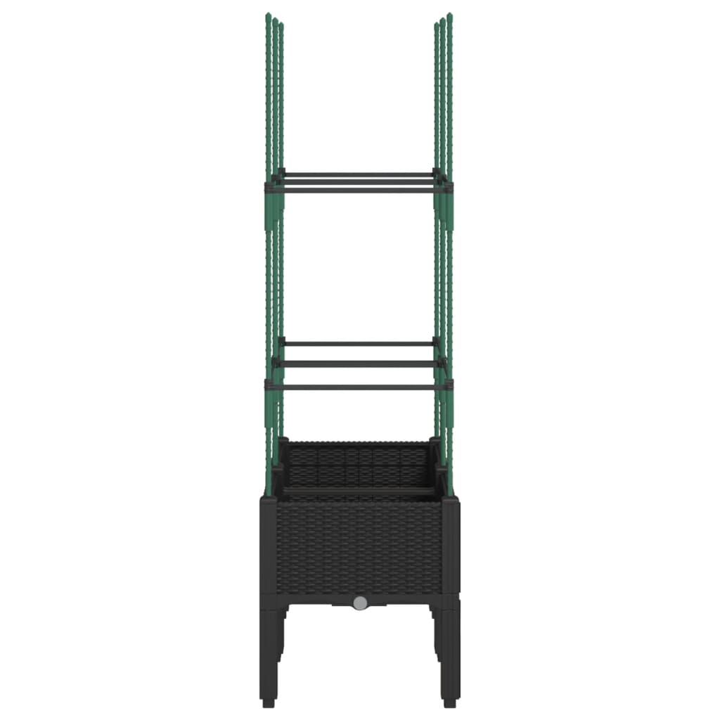 vidaXL Jardinieră de grădină cu spalier, negru, 80x40x142,5 cm, PP