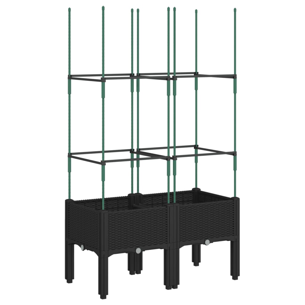 vidaXL Jardinieră de grădină cu spalier, negru, 80x40x142,5 cm, PP