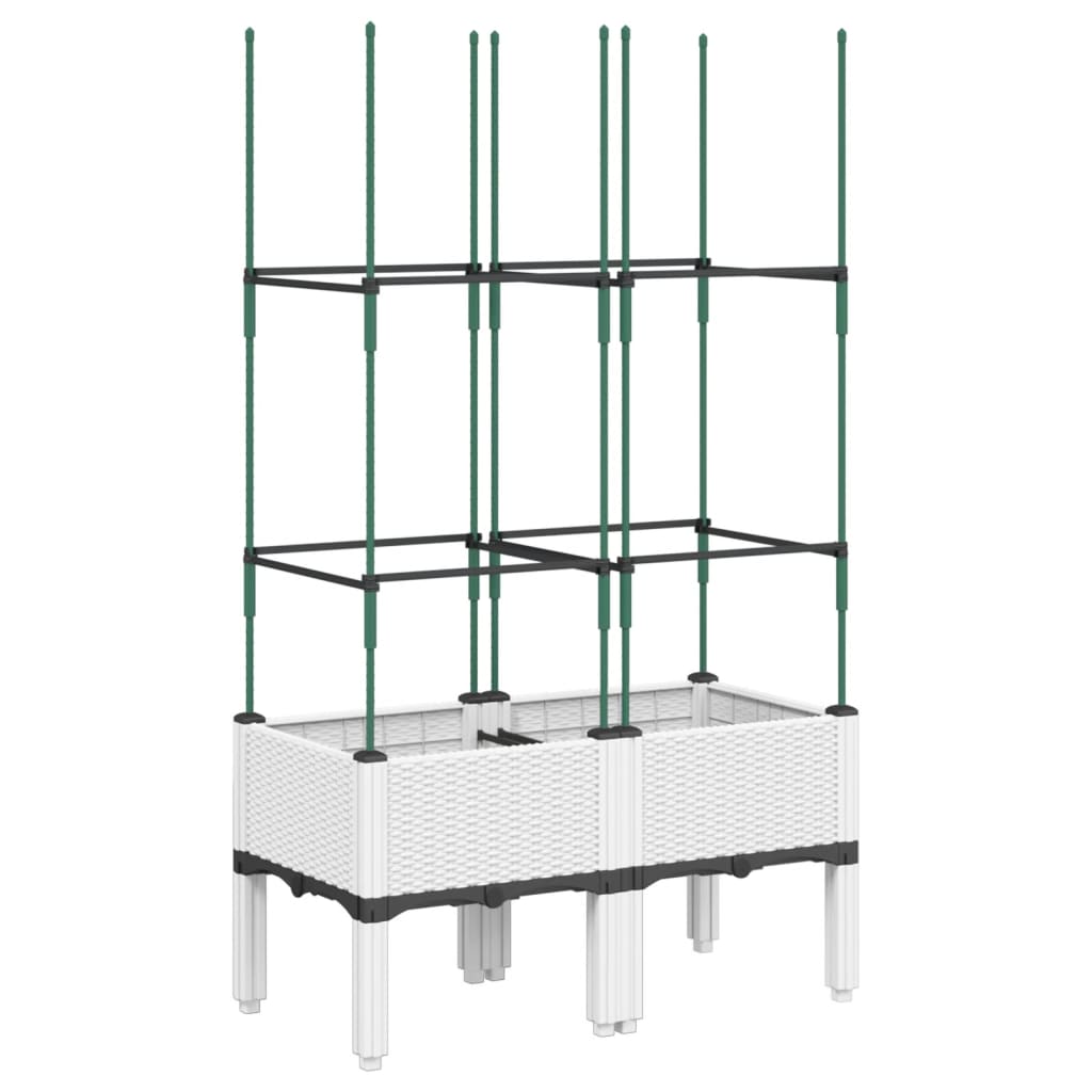 vidaXL Jardinieră de grădină cu spalier, alb, 80x40x142,5 cm, PP