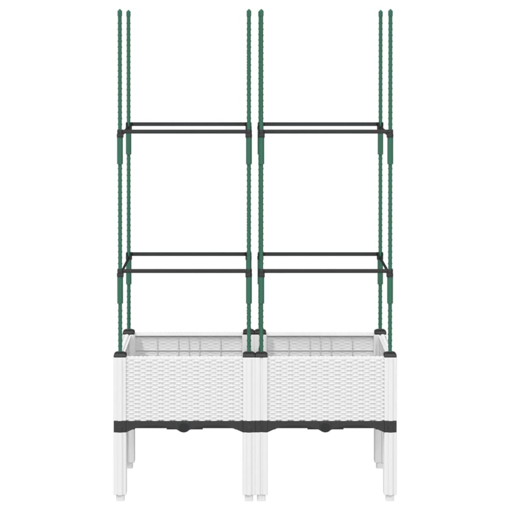 vidaXL Jardinieră de grădină cu spalier, alb, 80x40x142,5 cm, PP