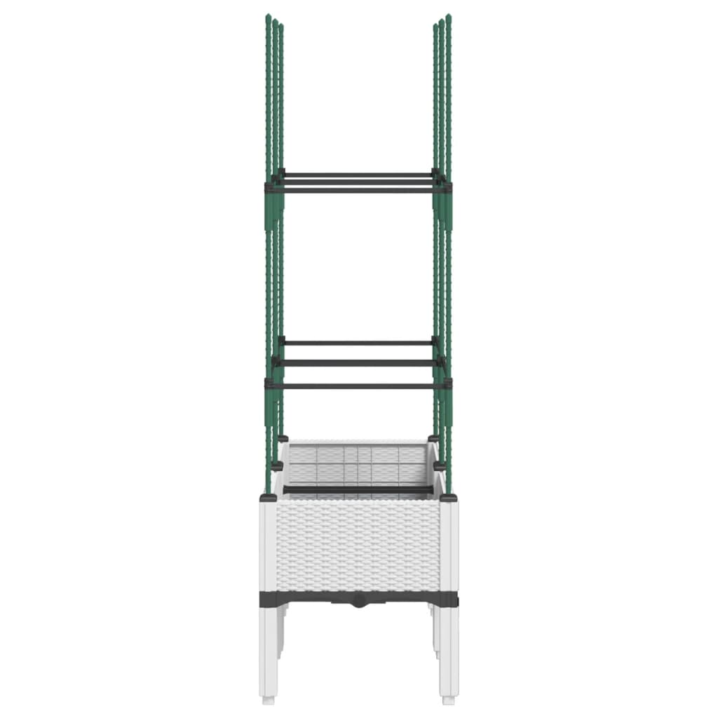 vidaXL Jardinieră de grădină cu spalier, alb, 80x40x142,5 cm, PP