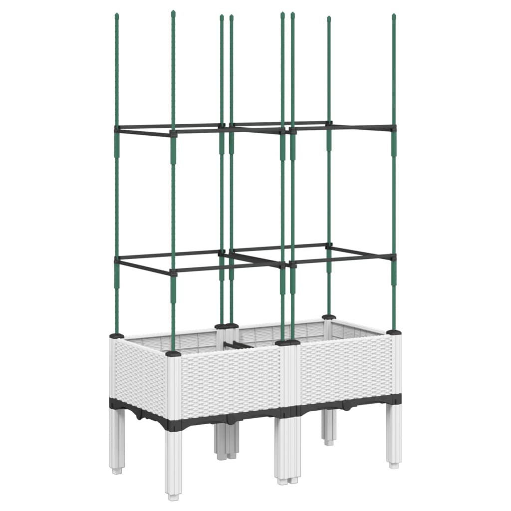vidaXL Jardinieră de grădină cu spalier, alb, 80x40x142,5 cm, PP