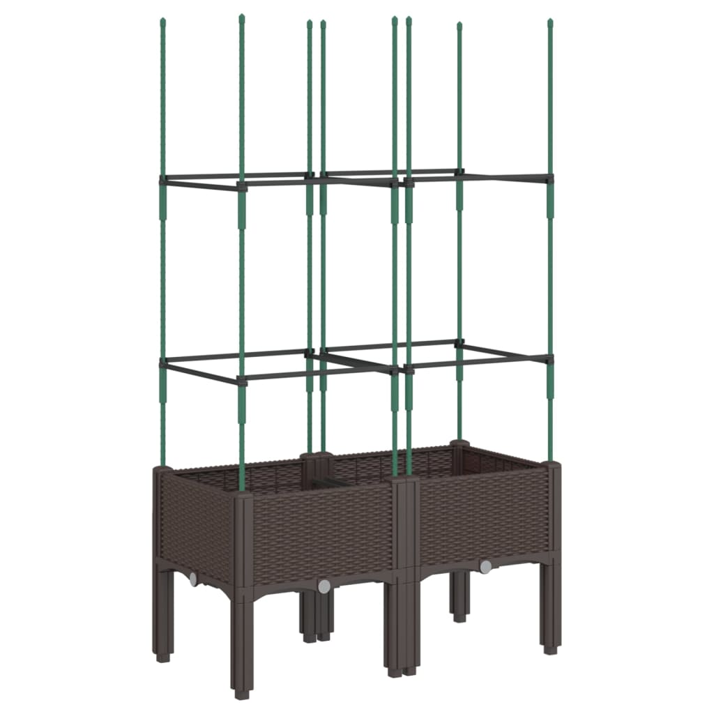 vidaXL Jardinieră de grădină cu spalier, maro, 80x40x142,5 cm, PP