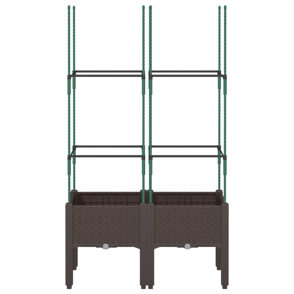 vidaXL Jardinieră de grădină cu spalier, maro, 80x40x142,5 cm, PP