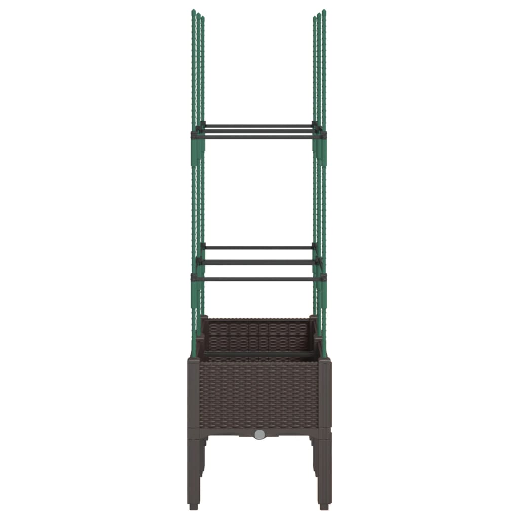 vidaXL Jardinieră de grădină cu spalier, maro, 80x40x142,5 cm, PP