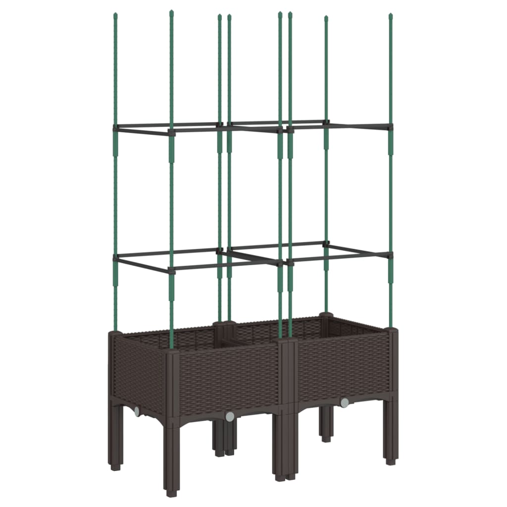 vidaXL Jardinieră de grădină cu spalier, maro, 80x40x142,5 cm, PP